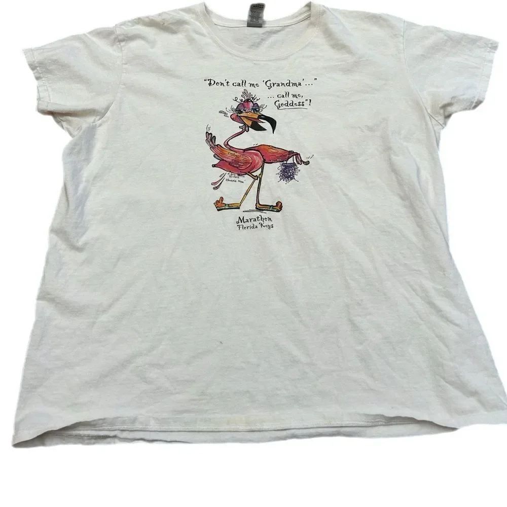 Y2K Don’t Call Me Grandma Call Me Goddess Flamingo T-shirt